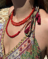 "Necklace recycled glass (coral red)"