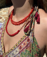 "Necklace recycled glass (coral red)"