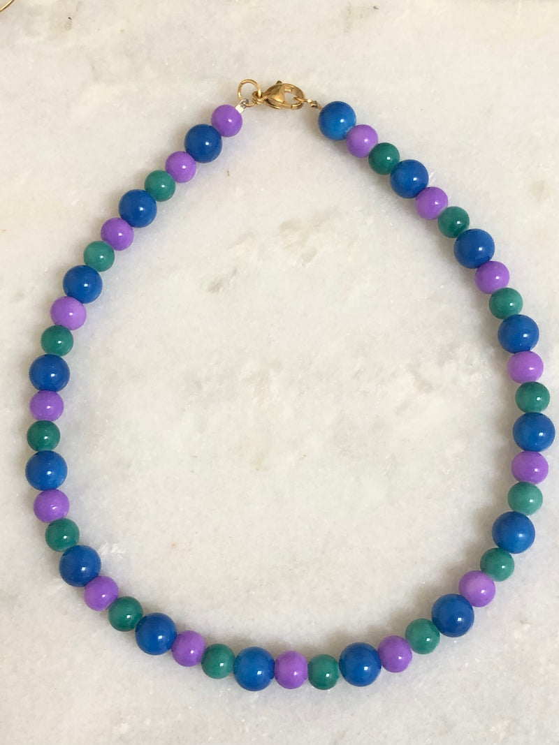 "Necklace Candy Blue/Purple/Green"