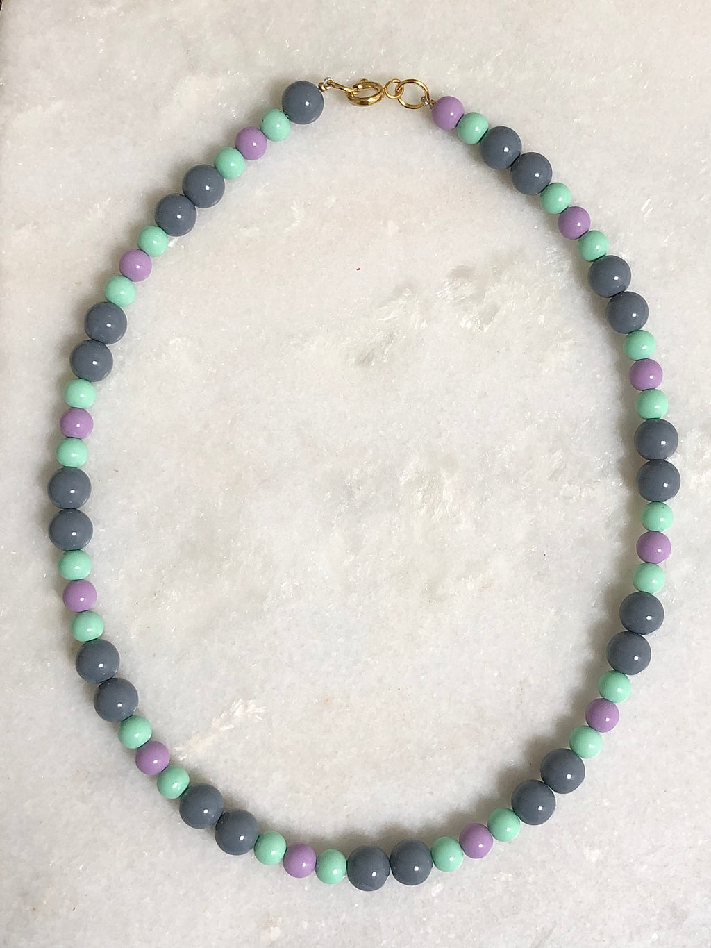 "Necklace Grey, Mint, Lilac"