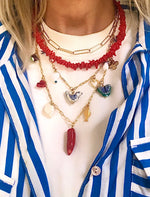 "Necklace Charming Charms( Red Coral)"