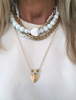 "Necklace white ceramic heart"
