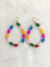 "Earrings Chunky Glass Beads Multi Colour"
