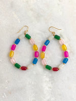 "Earrings Chunky Glass Beads Multi Colour"