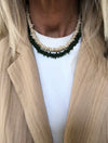 "Necklace Recycled Glass Dark Green"