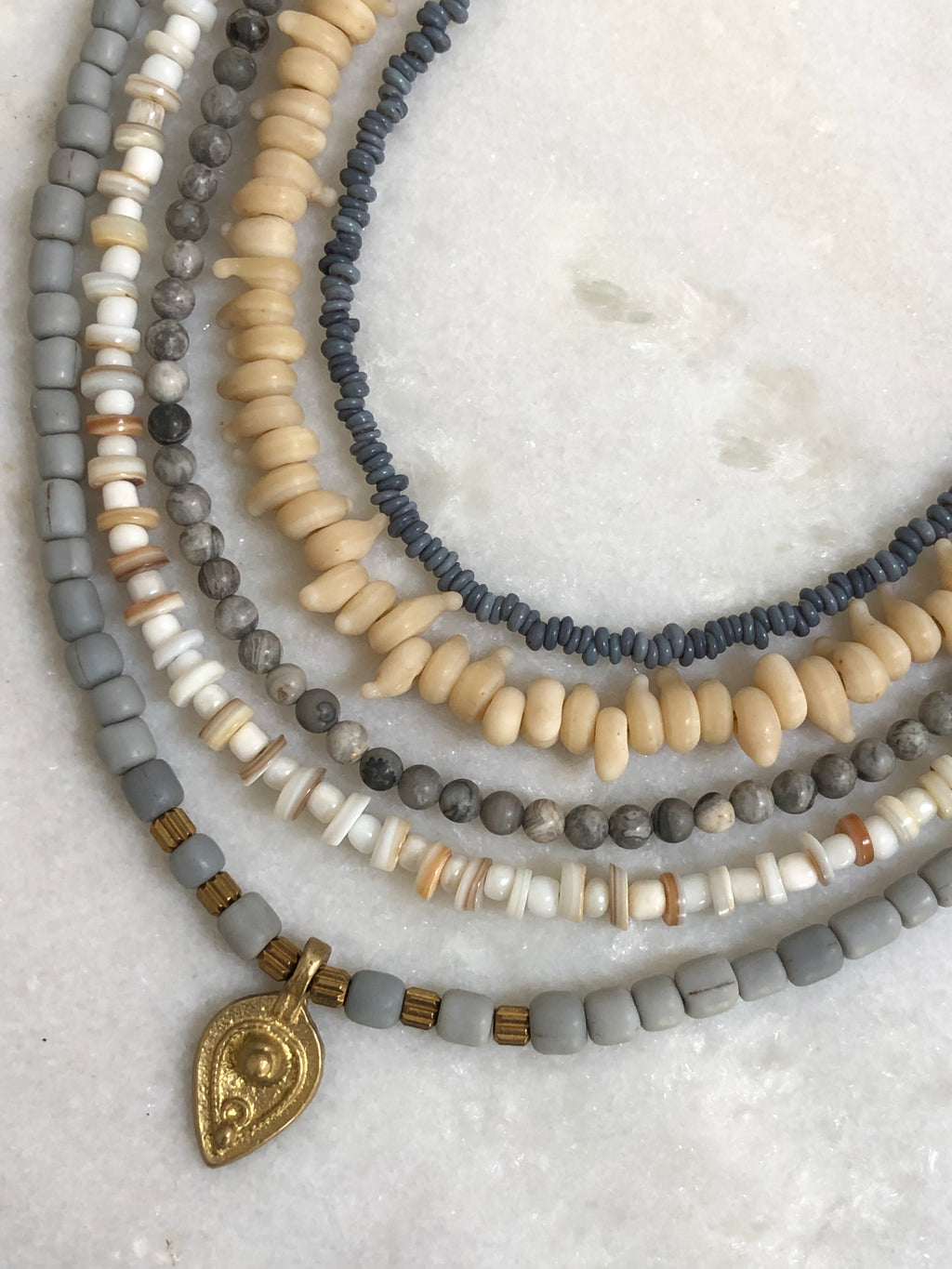 "Necklace Recycled Glass (sand colour)"