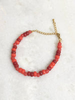 "Bracelet Glass Beads in Shades of Red "