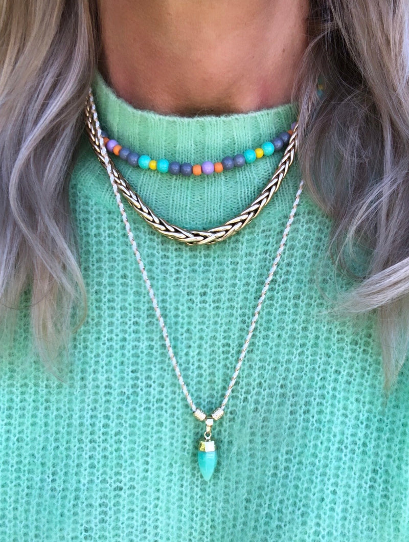 "Necklace Grey, Mint, Lilac"
