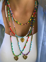 "Necklace Colourful Glassbeads red/pink."