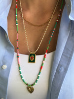 "Thread Necklace Amulet Green"