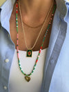 "Necklace Colourful Glassbeads red/pink."