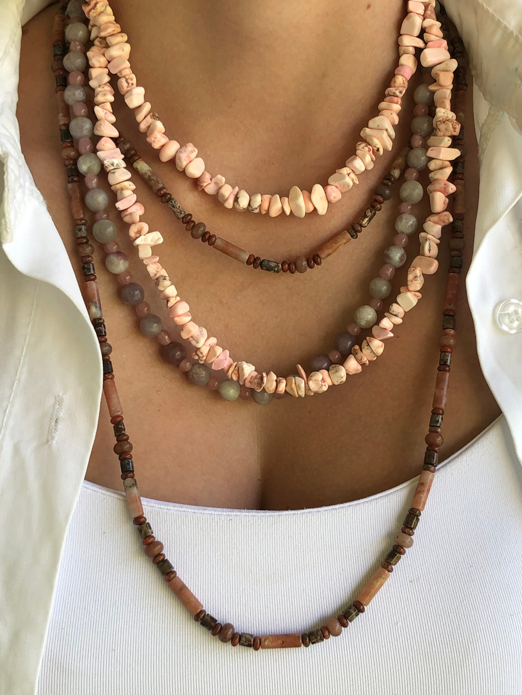 "Necklace Natural Vintage Pink"