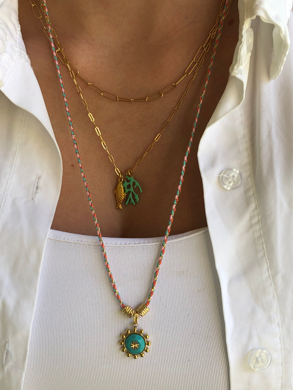 "Necklace Twisted Rope Amulet"