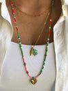 "Necklace Colourful Glassbeads red/pink."
