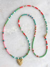 "Necklace Colourful Glassbeads red/pink."