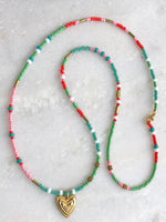 "Necklace Colourful Glassbeads red/pink."