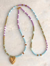 "Necklace Colourful Glassbeads lilac/licht blue"