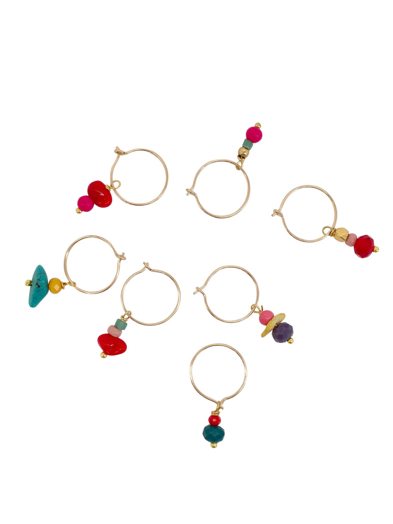 sieraden jewelry gekleurd hoops oorringetjes goldfilled single piece rood roze turquoise