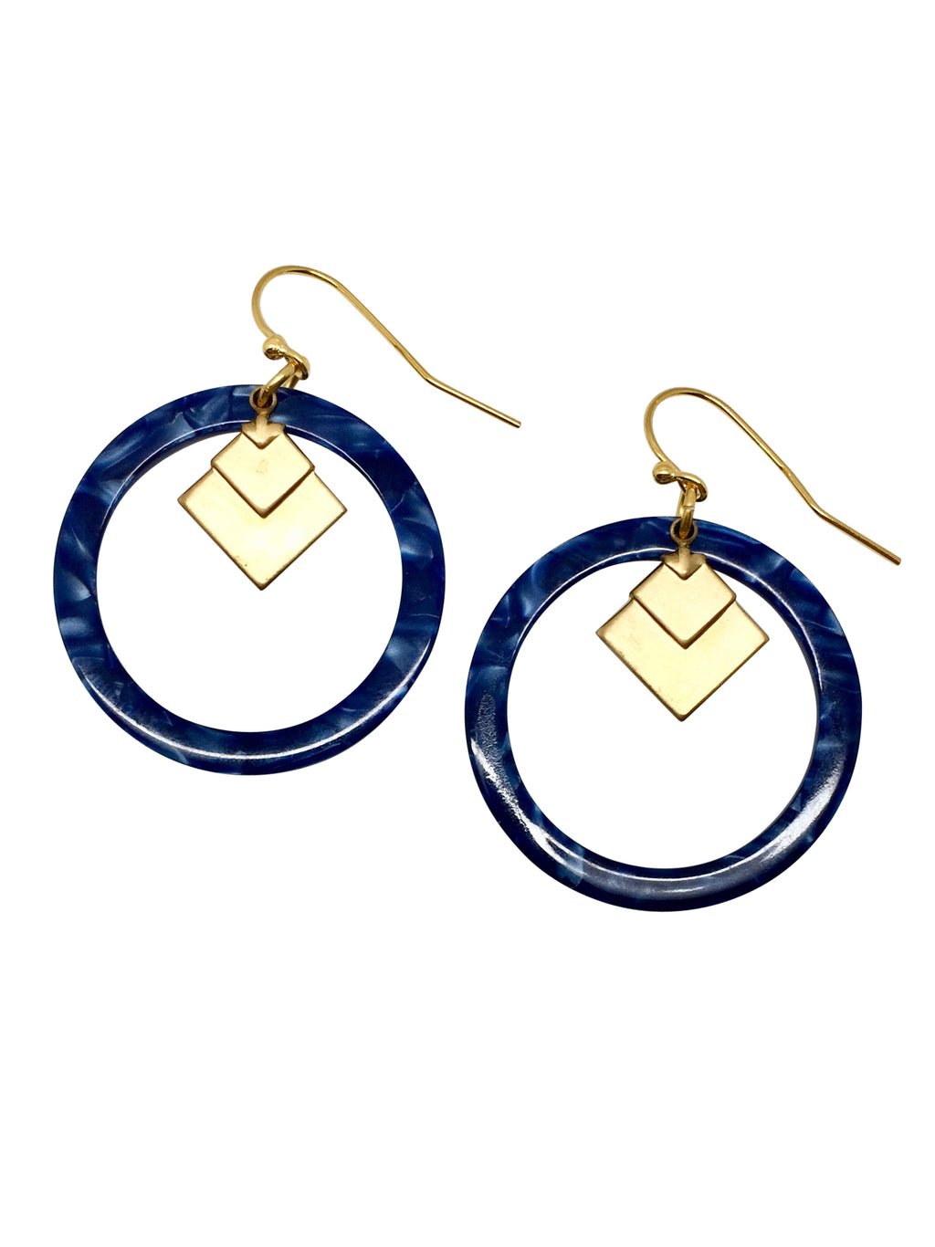 earrings resin blauw golfplated messing