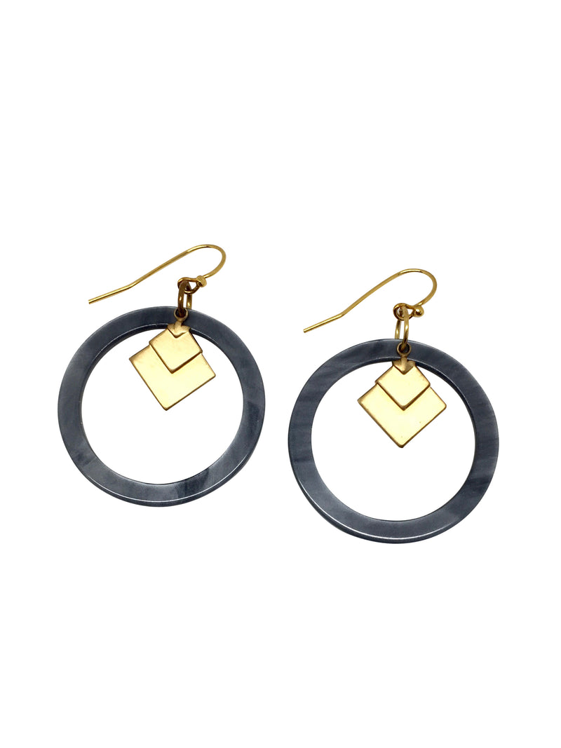 earrings grey resin goldplated