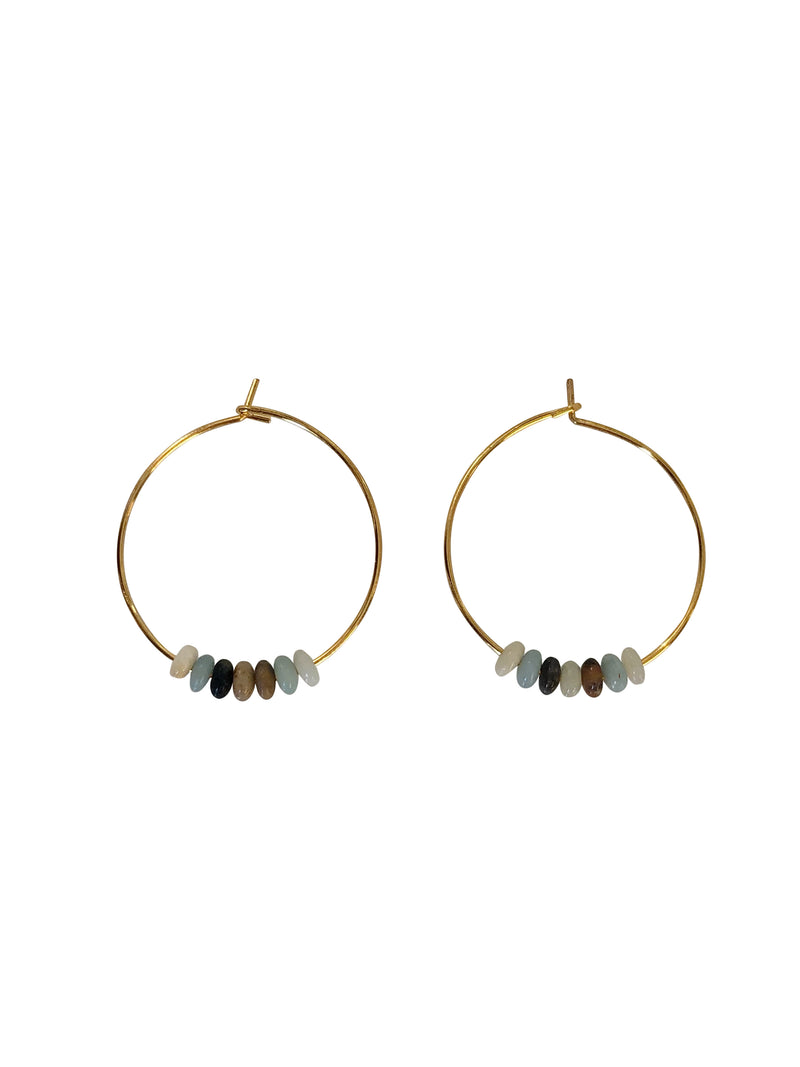 "Hoop of natural stones" Shades of green