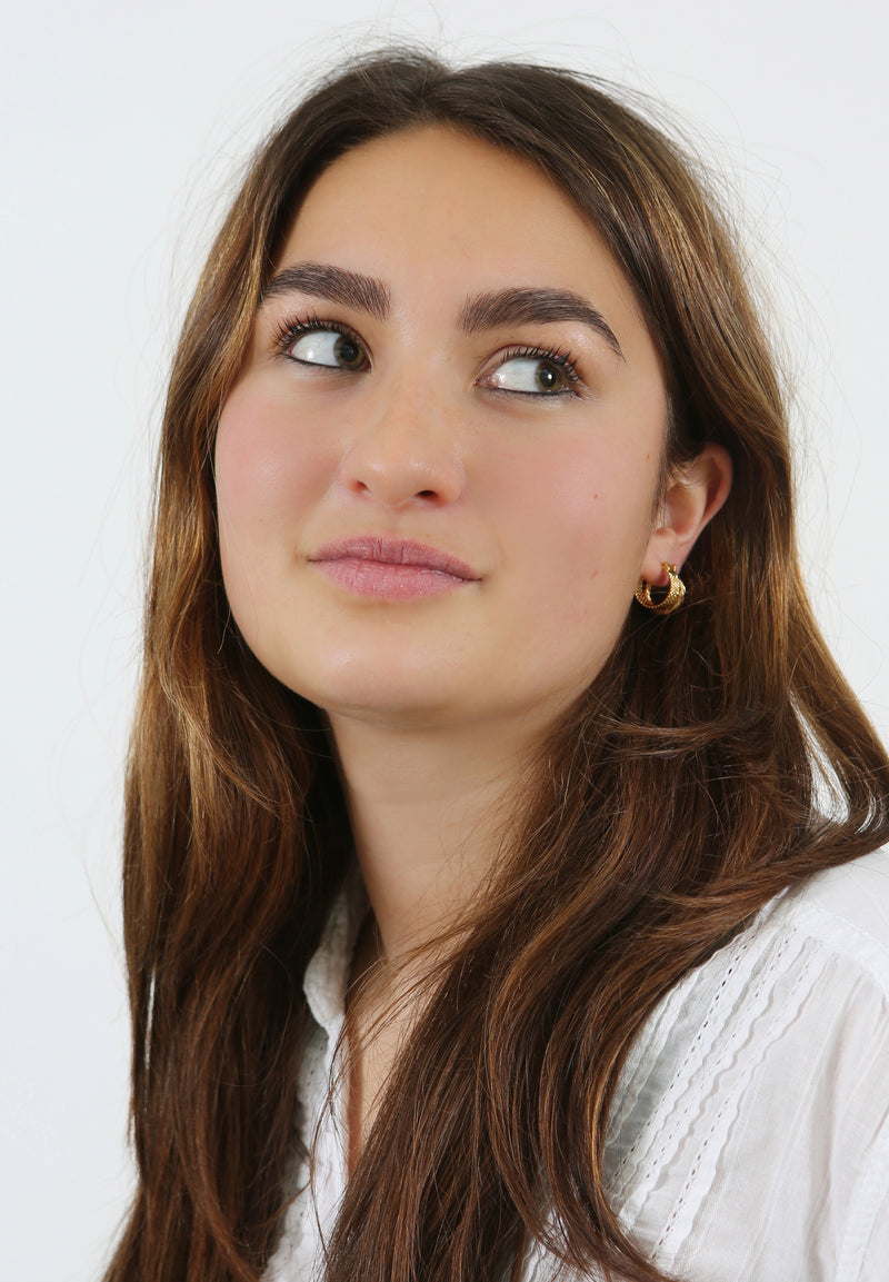 "Flat textured Hoops” (you receive a pair)