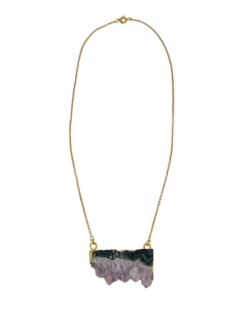 necklace sieraden, ketting amethyst natuursteen paars Chrystal
