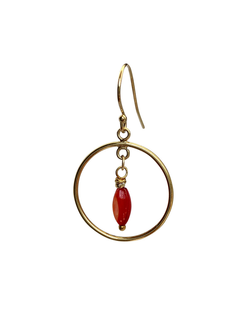 earring oorbellen single piece sieraden jewelry gold-filled coral koraal rood
