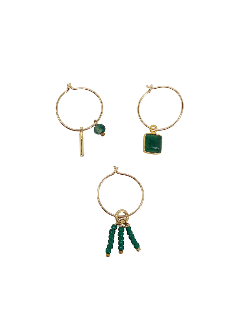 gold-filled hoops green natural stone Tourmaline Toermalijn single piece mixandmatch